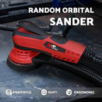 S&F STEAD & FAST Electric Random Orbital Sander with Vacuum Attachment 350W, Professional-grade, 5 inch 6 inch Backing Pads, Quiet, Powerful, Low Vibration, Woodworking, Auto Body Repair