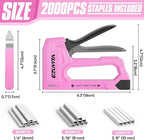 Light Duty Staple Gun for Wood, Pink Upholstery Staple Gun Kit with 2000pcs JT21 Staples 1/4, 5/16, 3/8 inch and Staple Remover, Stapler Gun for Crafts, DIY, Classroom, Decoration