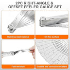 2Pcs Stainless Steel Feeler Gauge Set,32 Straight Blades Feeler Gauge&16 Pieces Angled Feeler Gauge Set, Measure Gap and Thickness for Guitar, Spark Plug, Valves Piston Measure Filler Gauge