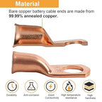 2/0 AWG 5/16" Stud (25 pcs.), Heavy Duty Battery Ring Terminal, 00 Gauge Connectors, 2/0 Copper Wire Lugs, Copper Ring Terminals, Battery Cable Ends, Tubular Ring Terminal Connectors
