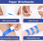 500 Pcs Blue Paper Wristbands for Events Waterproof Neon Wrist Bands Adhesive Concert Identification Wristbands Hand Bands for Events (Blue)