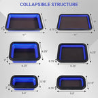 Collapsible Magnetic Parts Tray Set, Magnetic Tray for Mechanic's, 3 Different Size Tool Trays for Small Metal Parts, Cool Mechanic Tools, Cool Gifts for Mechanic (Blue)