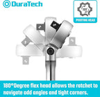 DURATECH 1/2" Drive Flex-Head Ratchet, 72-Tooth Ratchet Wrench, Quick-release, Reversible Switch, Full-Polished Chrome Plating, Alloy Steel