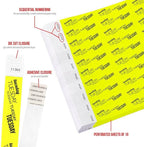 500 WristCo Tuesday Neon Yellow Tyvek Wristbands for Events - ¾” x 10” - Waterproof Recyclable Comfortable Tear Resistant Paper Bracelets Wrist Bands for Concerts Festivals Admission Party