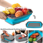 HI NINGER camping cutting board, Collapsible Chopping Board with Colander, 9-In-1 Multi Chopping Board Kitchen Vegetable Washing Basket for Camping,Camping Gifts Camping Accessories for RV Campers