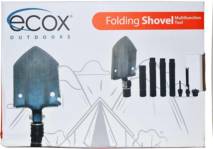 Folding Shovel Survival Multitool for Camping Outdoors Shovel 4 Body Screwdriver Knife Saw Whistle Starter Can Opener Glass Shatterer All in one Tool