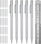 5-Pack Tungsten Carbide Scriber, Metal Scribe Tool with 25 Replacement Marking Tips & Steel Ruler - Knurled Aluminum Handle & Magnet, Engraving Pen for Glass/Ceramics/Metal Sheet (5)