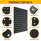 12 Pcs Metal Pegboard Panels 12" x 12" Heavy Duty Steel Peg Boards Wall Tool Organizer with Screw for Garage Tool Storage Office Organization Kitchen Craft Room