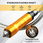 1200W Flex Shaft Grinder, 30000RPM Variable Speed Flex Shaft Rotary Tool Kit, 0-1/4" Universal Chuck Hanging Multi-function tool with 46PCS Accessories for Polishing, Carving, Silver, Wood, Creating