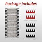 APIELE 15A Screw Terminal Block 5 Position Dual Row Covered 5 Position Pre-Insulated Terminal Barrier Strips (5PCS 15A 5P+5PCS Wiring Strips)