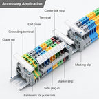 10 Pcs USLKG2.5 Ground Circuit Connection Terminal Block, DIN Rail Mounted CENylon PA6 Terminal Blocks, 800V 32A, 2.5 mm²AWG