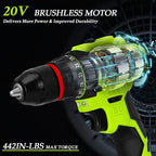Home Tool Set with Brushless Drill, 20V 119PCS Cordless Drill Tool Box with Battery, Tool Kit with Drill for Men & Woman, 24+1 Keyless Metal Chuck Brushless Drill Set for Household Repair Kit