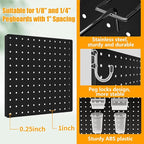FZK Peg Board, 82PCS Metal Pegboard Wall Organizer Kit. Heavy Duty Pegboard, Peg Boards, Pegboard for Walls, Black Pegboard for Garage Craft Room Workbench Office Kitchen Tool Organization, 36 * 24