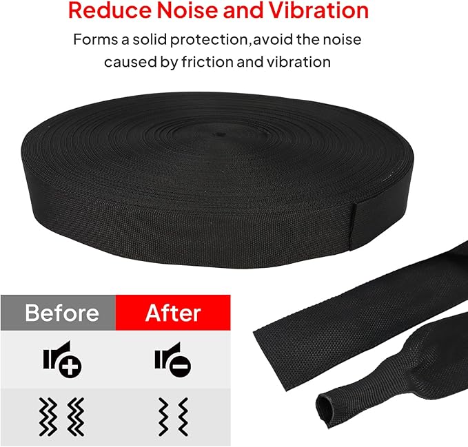 2 in 1 Heat Shrink Braided Sleeving Fabric Tubing-Perfectly fit Irregular Shape Hose/Cable/Wire (1"(25mm), 14FT)
