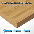 60” Heavy-Duty Solid Wood Work Bench Work Table with Wheels, Adjustable Height Portable Workbench with Power Outlets, 3000 Lbs Capacity Workstation for Garage, Workshop