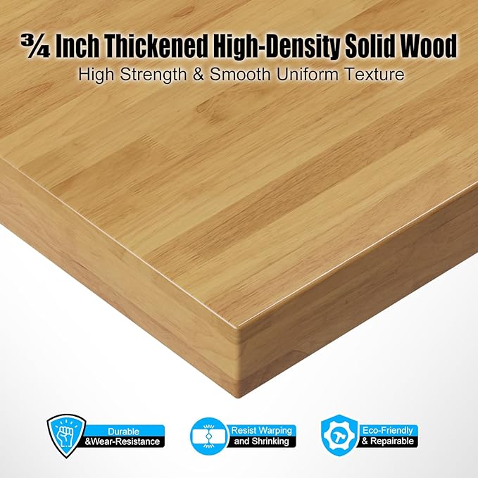 60" Heavy-Duty Solid Wood Work Bench Work Table with Drawers, Adjustable Height Portable Workbench with Power Outlets, 3000 Lbs Capacity Workstation for Garage, Workshop, Office, Shop