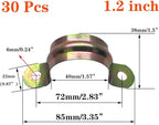 30 Pcs 1.2inch Rigid Pipe Strap,Two Hole Strap U Bracket Iron, Widened Tube Strap Tension Clip Assortment Kit Heavy Duty Pipe Clamp（40mm）