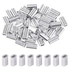 Glarks 200Pcs 3/64''(1.2mm) Aluminum Crimping Loop Sleeve Wire Rope Sleeves Double Barrel Ferrule for Wire Rope and Cable Line End (3/64''-200Pcs)