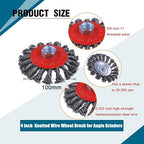 12 Pack 4 Inch Wire Wheels for Angle Grinder, Wire Brush for 4 1/2 Angle Grinder, Twist Knotted Carbon Steel Wire Wheel with 5/8" Thread Arbor for Removing Rust