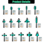 CSOOM 30PCS Router Bits Set, 1/2 Shank, with 2* Batch Head, Professional Wood Bits, Tungsten Carbide Milling Bits for Woodworking