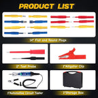 Test Light Probe Kit, 3-72V DC LED Digital Automotive Circuit Tester with Voltmeter, 18 Pieces Multi Function Auto Fuse Voltage Tester Electric Probe Test Kit with Black Carrying Case