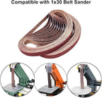 1x30 Inch Sanding Belts, 1 x 30 Aluminum Oxide Sanding Belt Assortment for Belt Sander, 2 Each of 80 120 180 240 320 400 600 800 1000 Grit,18 Pack (1x30in)