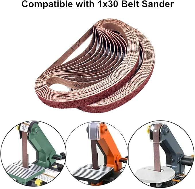 1x30 Inch Sanding Belts, 1 x 30 Aluminum Oxide Sanding Belt Assortment for Belt Sander, 2 Each of 80 120 180 240 320 400 600 800 1000 Grit,18 Pack (1x30in)