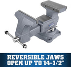 Wilton Reversible Bench Vise, 8" Jaw Width, 9-1/4" & 14-1/2" Jaw Opening, 4-3/4" Throat (Model 4800R)