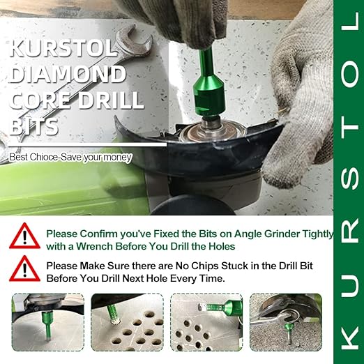 Tile Hole Saw Kit - 6pcs Diamond Core Drill Bits 25/35/50/65/75/102mm+1pc 2" Beveling Chamfer Bit 5/8-11" Thread for Shaping Enlarging Porcelain Ceramic Tile Granite Marble Angle Grinder
