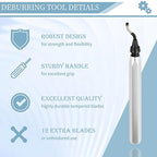 Deburring Tool with 12 High Speed Steel Blades, Deburring Tool 3D Printing, Deburring Tool for Metal, Resin, Copper, Plastic, PVC Pipes, 3D Printed Edges (1 Silver Handle)