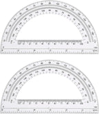 Zonon 2 Pcs 6 Inch Plastic Protractor Math Protractors 180 Degrees Angle Measurement, Translucent for Geometry Classroom Kid Student School Office Supplies(Clear)