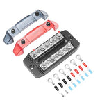 Recoil DBBS43 Dual Row Busbar Positive and Negative 4 x M5 Studs 3 x #8 Screw Terminals Power and Ground Distribution Block with Ring Terminals Bus Bar