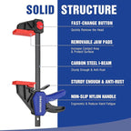 WORKPRO 6" Clamps for Woodworking 2-Pack, Quick-Release Wood Clamps/Spreader Light Duty, One Hand 150 LBS Load Limit, Ideal for Woodworking and DIY Projects