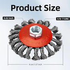 5 Pack 4 Inch Twist Knotted Wire Wheel Brush for Angle Grinder with 5/8 Inch-11 Threaded Arbor - 0.02 Inch Carbon Steel Wire for Heavy-Duty Conditioning for Various Metals