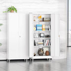 Pataku 73" Metal Storage Cabinet with Wheels, Garage Storage Cabinet with 4 Adjustable Shelves & Lockable Doors for Garage Home Office, Heavy Duty Tool Cabinets（White）