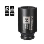 CASOMAN 1/2" Drive x 34 mm Deep 6 PT Impact Socket, CR-MO, 1/2-inch Drive 6 Point Axle Nut Socket for Easy Removal of Axle Shaft Nuts (34MM)
