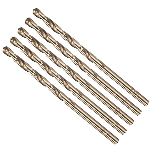 Drill Bit, #27 Cutting Diameter, 4341 HSS Gold Finish 135° Cutting Angle Number Jobber Bits - (Applications: for Drilling Soft Metal Plastic Wood), 5-Pieces