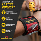 MagnoGrip Magnetic Wristband for Holding Screws, Nails, Drill Bits, Super Strong Magnets, Adjustable Strap, Essential Tool for DIYers, Handyman, Mechanics, Construction & Home Improvement - Red