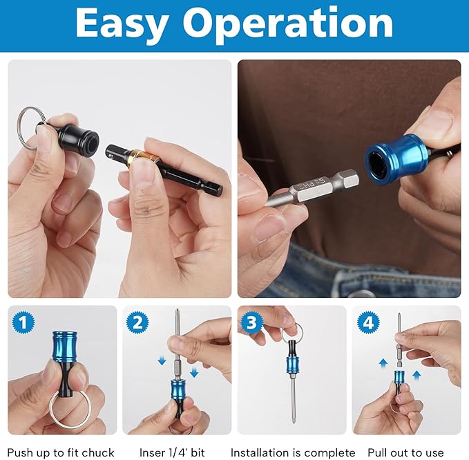 Bit Holder Keychain 24pc Bit Holder 1/4 inch Hex Shank Screwdriver Bits Holder Extension Bar Keychain Screw Adapter Drill Change Hand-held Screwdrivers Drill Bits Holder Portable