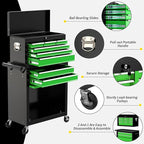 On Shine 8 Drawer Rolling Tool Chest, Large Capacity Rolling Tool Box with Wheels, Locking Mechanical Tool Chest, Portable Tool Box with Sliding Drawers,Metal Tool Box for Garage Workshop（Black Green）