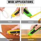 DIYSELF 4 Pack Retractable Box Cutters, Utility Knives with 10 Blades, Heavy Duty for Cardboard, Carpet, Paper