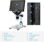 Koolertron 7 inch LCD Digital Microscope,12MP 1-1200X Magnification 1080P Coin Microscope with Screen,8 LED Lights,Rechargeable Battery Microscope for PCB Soldering Plant/Rock/Insect/Watch Repairing