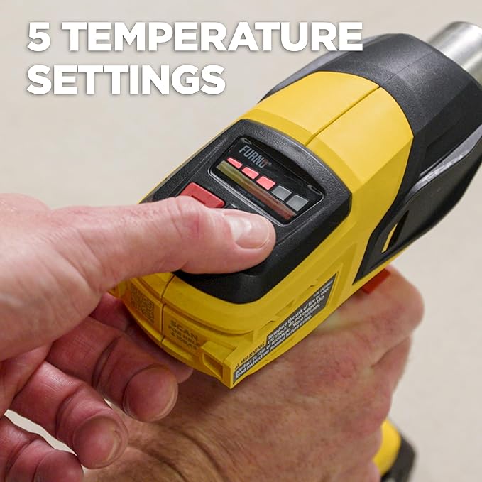 Wagner SprayTech 2462735 FURNO 550 18V Variable Temp Cordless Heat Gun for Crafts, Wire Shrinking, Defrosting Pipes, with 2 Nozzles – Includes 2 Batteries and a Charger