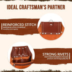 Daisy Leather Tool Belt Pro-202, 28 Pockets, Top Grain Leather, 2.5-inch Padded Belt, Fits 30-52 inch Waist, X-Large (Cherry, X-Large)