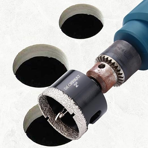 2 Inch Diamond Hole-Saw Bits with Pilot Drill Bit - 2pc 2" Diamond Tipped Tile Hole Saws with Guiding Bit Accurate Drilling for Porcelain Tile Ceramic Pottery Granite Stone Glass Bottles 50mm