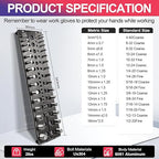 51-in-1 Bolt Size Finder & Thread Checker, 32 Metric & 32 SAE Nut and Bolt Thread Gauge with 19 Drill Bit Checker, CNC-Machined Aluminum Screw Size Chart, Go/No-Go ANSI Standard, Non-Slip Base