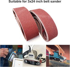 3 x 24 Inch Aluminum Oxide Sanding Belts, 3 Each of 40/80/120/150/240/400 Assorted Grits Abrasive Belts for Belt Sander, 18-Pack