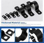 Glarks 75pcs 5mm Pipe Strap Clamp, Black Carbon Steel 2 Hole Strap Heavy Duty Rigid Pipe Strap U Bracket Tube Strap Cable Clamp Hanger Tension Tube Clip with screw for Pipe Tube Cable Fixing