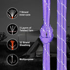 WEREWOLVES Reflective Paracord Rope 7 Strand Type III Parachute Cord 4mm 100ft / 200ft for Tent Camping Hiking Fishing Survival Tactical Clothesline DIY Projects