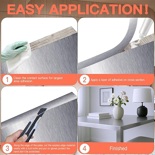 GSCIT Club Silver Edge Banding, 1 Inch x 25ft Aluminum Brushed Edge Banding PVC Edge Trim for Cabinet Repair Furniture
